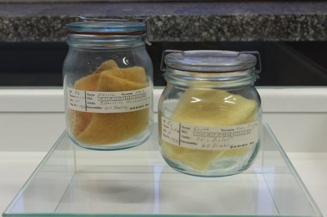 Smell samples collected from suspects during interrogation - Stasi Museum