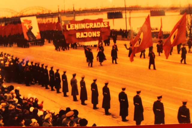 Soviet era parade in Riga (from the Museum of the Occupation of Latvia)